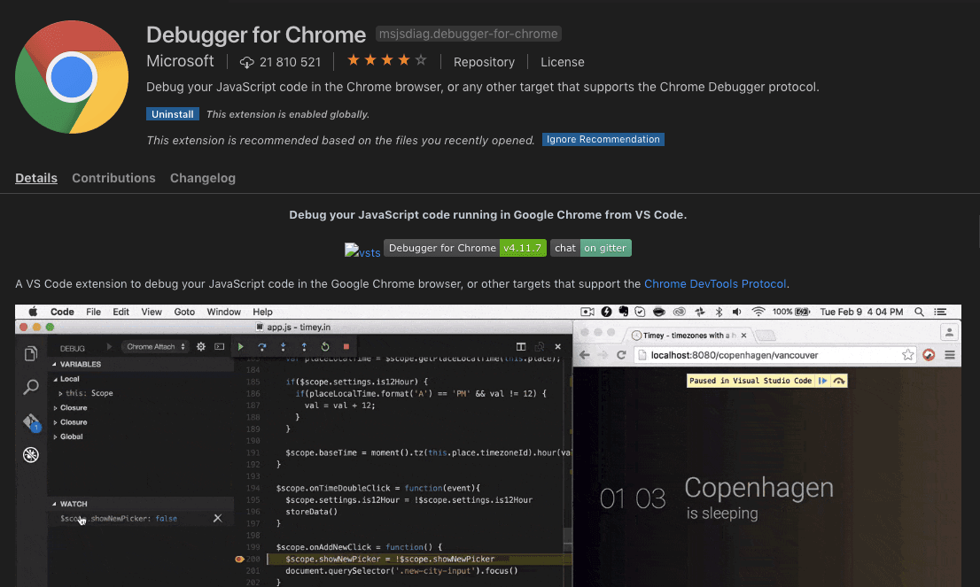 Debugger for Chrome