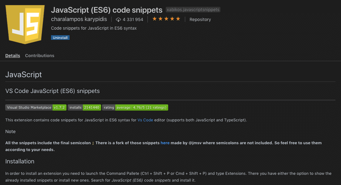 JavaScript (ES6) Code Snippets